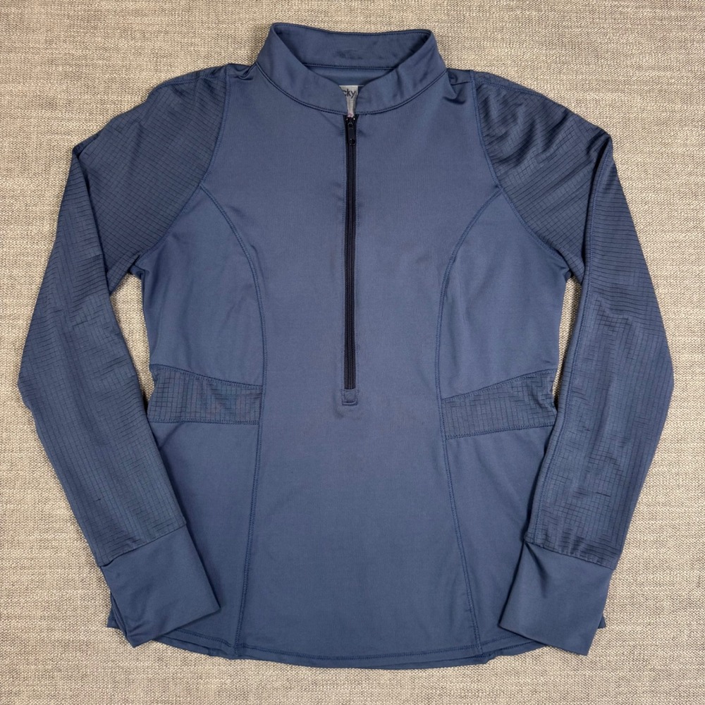 Lucky In Love Blue Quarter Zip Pullover Women's M Golf Tennis Athletic Top